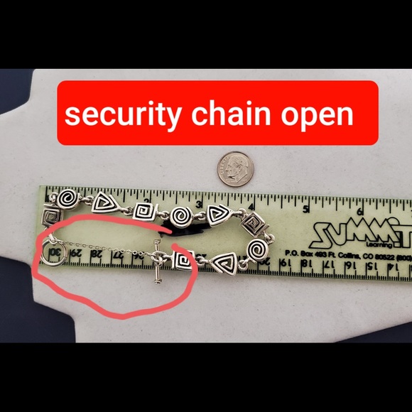 Silpada 925 Silver Geometric Design Bracelet with Safety Chain RARE - Picture 15 of 16